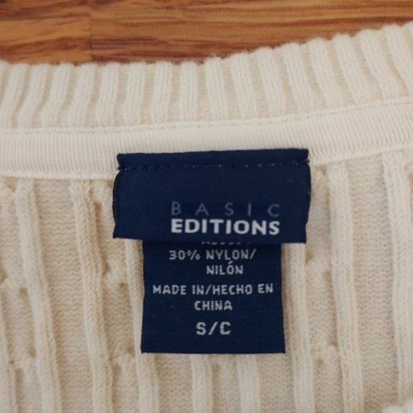 BASIC EDITIONS IVORY BUTTON UP SWEATER SIZE S - Picture 3 of 5